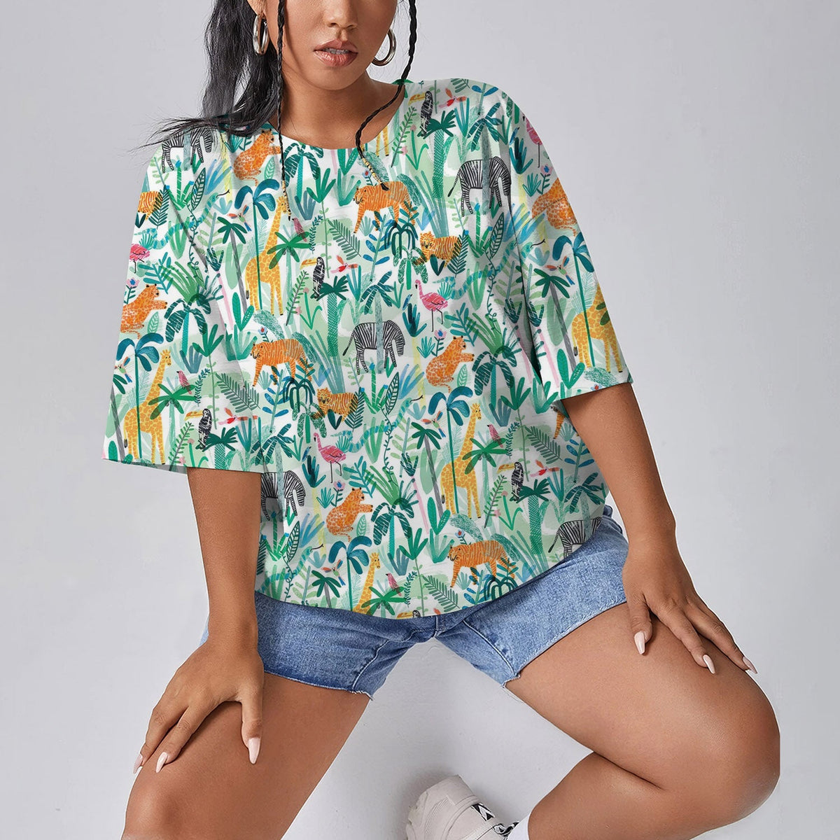 Animal Big Jungle Women Oversized T-Shirt | Printed Graphic Tees